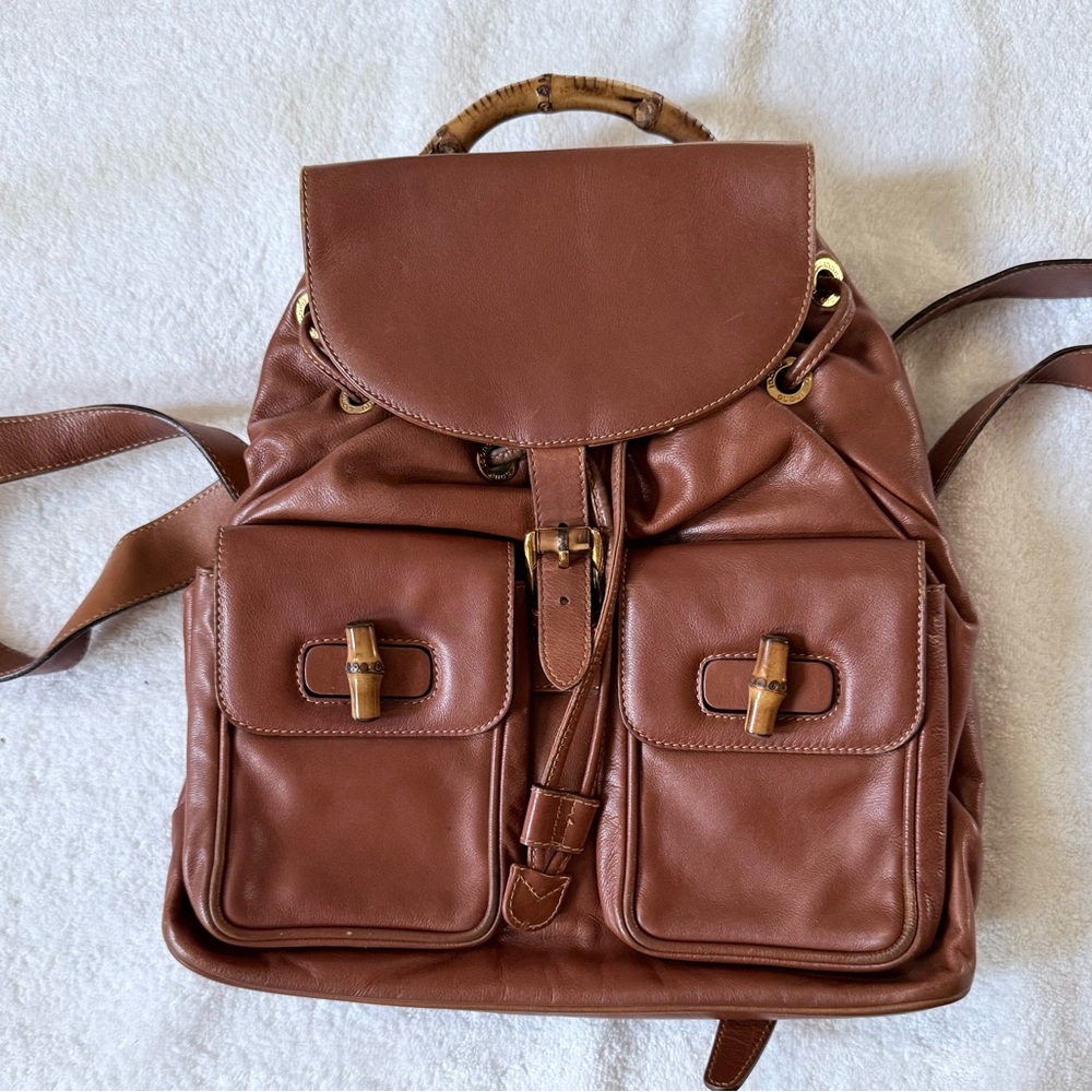Authentic Gucci Brown Leather Backpack